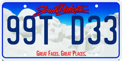 SD license plate 99TD33