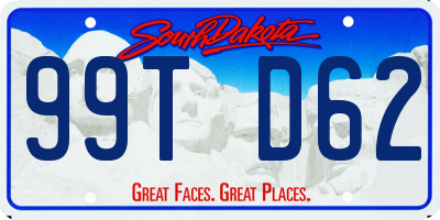 SD license plate 99TD62