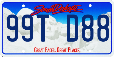 SD license plate 99TD88