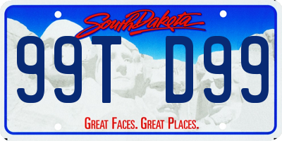 SD license plate 99TD99
