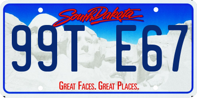 SD license plate 99TE67