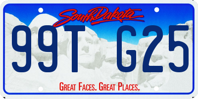 SD license plate 99TG25