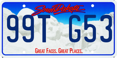SD license plate 99TG53