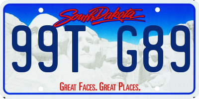 SD license plate 99TG89