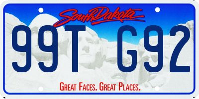 SD license plate 99TG92