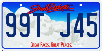 SD license plate 99TJ45