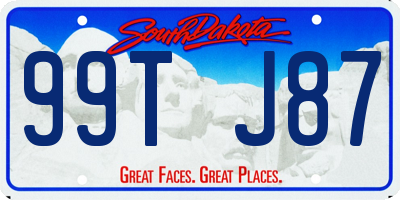 SD license plate 99TJ87