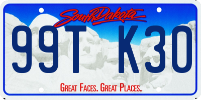 SD license plate 99TK30