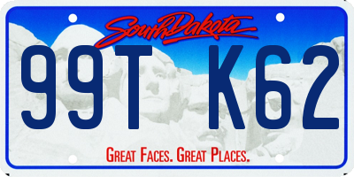 SD license plate 99TK62