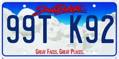 SD license plate 99TK92