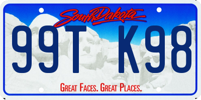 SD license plate 99TK98