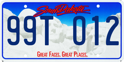 SD license plate 99TO12