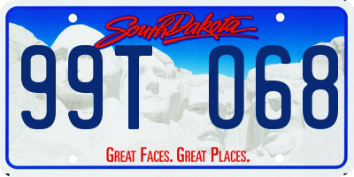 SD license plate 99TO68
