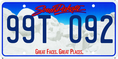 SD license plate 99TO92