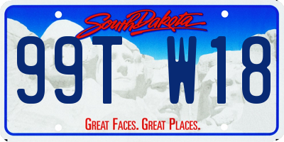 SD license plate 99TW18