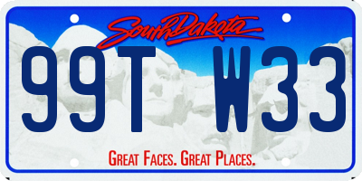 SD license plate 99TW33
