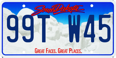 SD license plate 99TW45