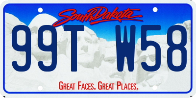 SD license plate 99TW58
