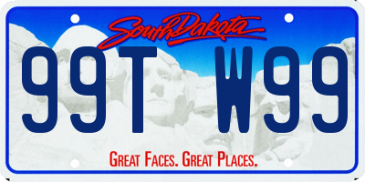 SD license plate 99TW99