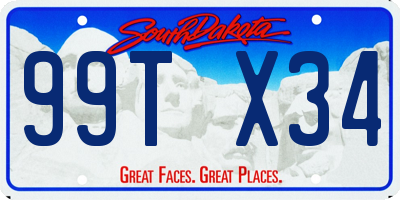 SD license plate 99TX34