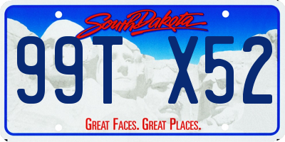 SD license plate 99TX52