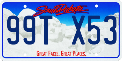 SD license plate 99TX53