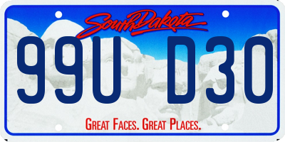 SD license plate 99UD30