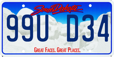 SD license plate 99UD34