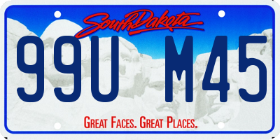 SD license plate 99UM45