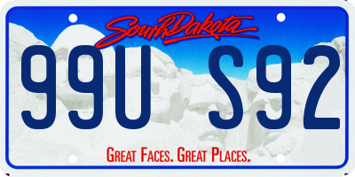 SD license plate 99US92