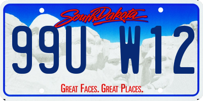 SD license plate 99UW12