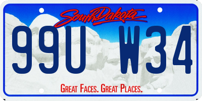SD license plate 99UW34
