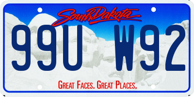 SD license plate 99UW92