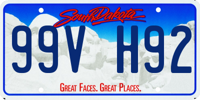 SD license plate 99VH92