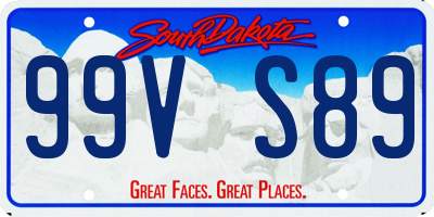 SD license plate 99VS89