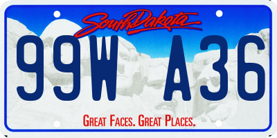 SD license plate 99WA36