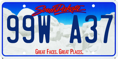 SD license plate 99WA37