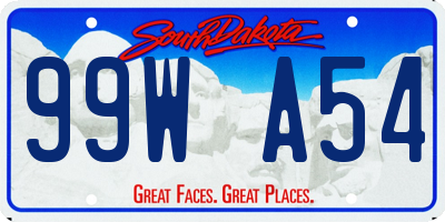 SD license plate 99WA54