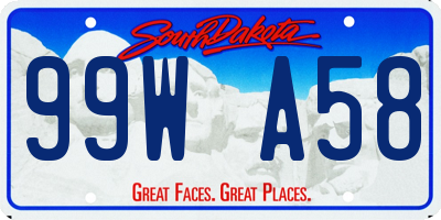 SD license plate 99WA58