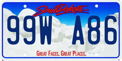 SD license plate 99WA86