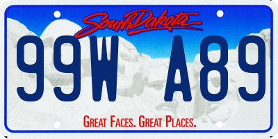 SD license plate 99WA89