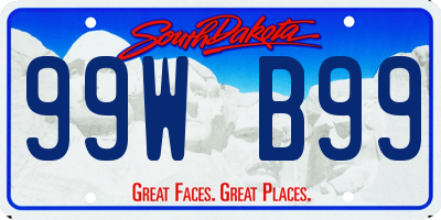 SD license plate 99WB99