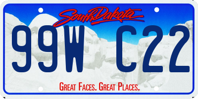 SD license plate 99WC22