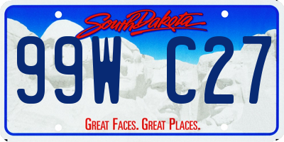 SD license plate 99WC27