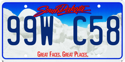 SD license plate 99WC58