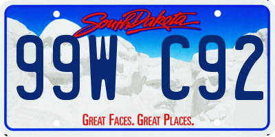 SD license plate 99WC92