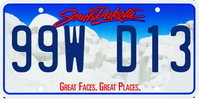 SD license plate 99WD13