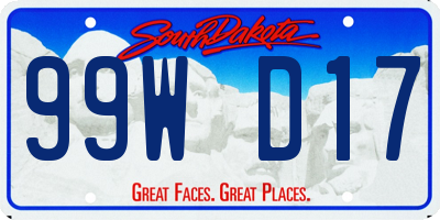 SD license plate 99WD17