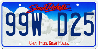 SD license plate 99WD25