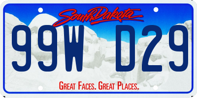 SD license plate 99WD29